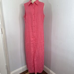 Units Dress Womens L Orange Linen Beach Vacation Reasort Minimalist